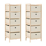 VIDAXL Etageres de rangement avec 5 paniers en tissu 2 pcs beige cedre
