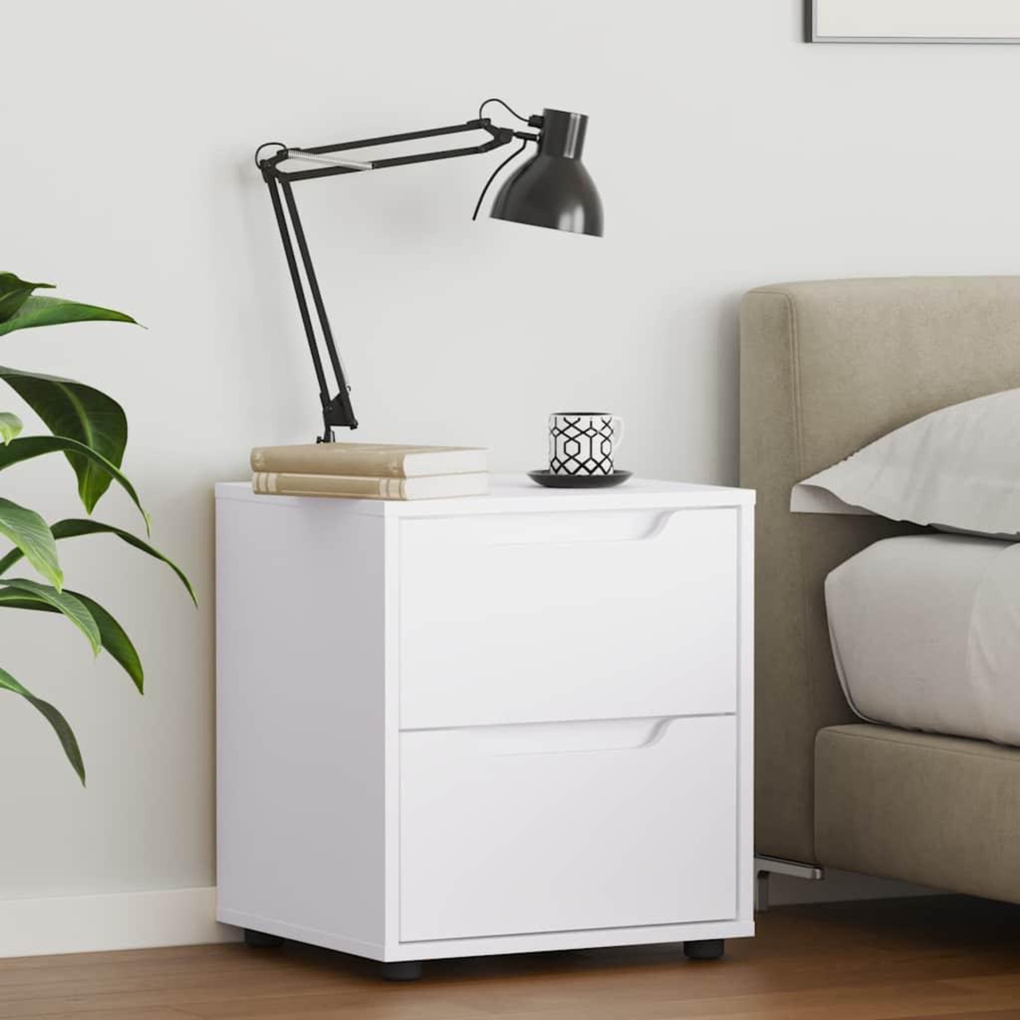 Voir la diapositive 3 : VIDAXL Table de chevet VISNES blanc 45x40x50 cm bois d'ingenierie