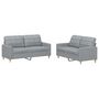 Voir la diapositive 2 : VIDAXL Ensemble de canapes 2 pcs avec coussins Gris clair Tissu