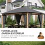 Voir la diapositive 5 : OUTSUNNY Pavillon de jardin style contemporain - barnum avec rideaux - dim. 3,97L x 2,97l x 2,8H m - alu. aspect bois polyester gris