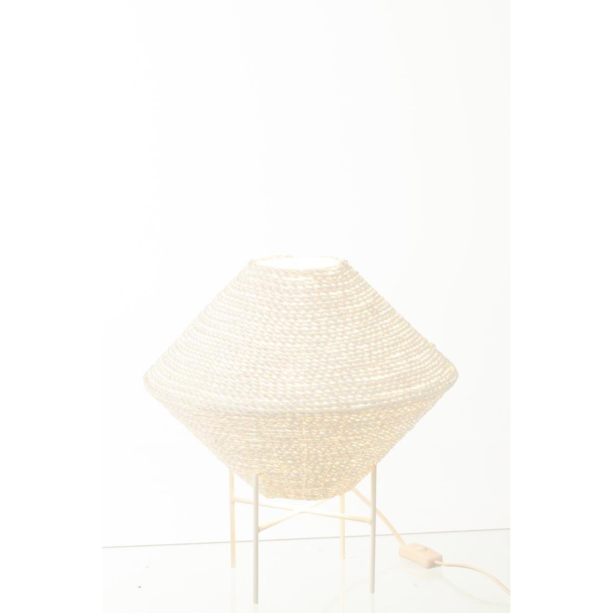Voir la diapositive 5 : J-LINE Lampe suspension en raphia  soucoupe  35cm blanc