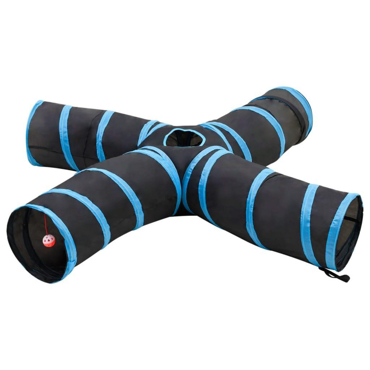 VIDAXL Tunnel pour chats a 4 voies Noir et bleu 25 cm Polyester