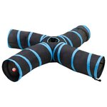 VIDAXL Tunnel pour chats a 4 voies Noir et bleu 25 cm Polyester