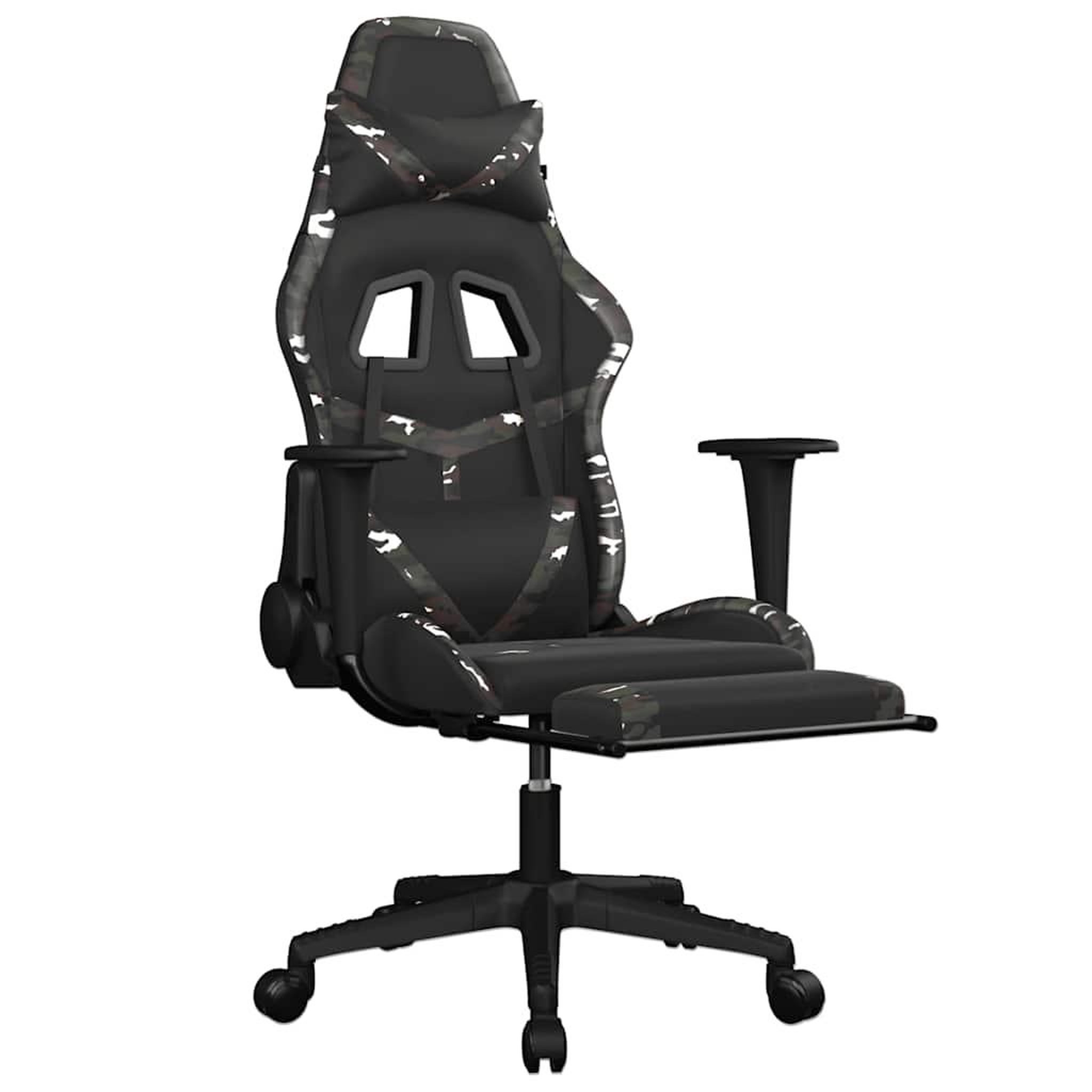 Voir la diapositive 3 : VIDAXL Chaise de jeu de massage repose-pied Noir&Camouflage Similicuir