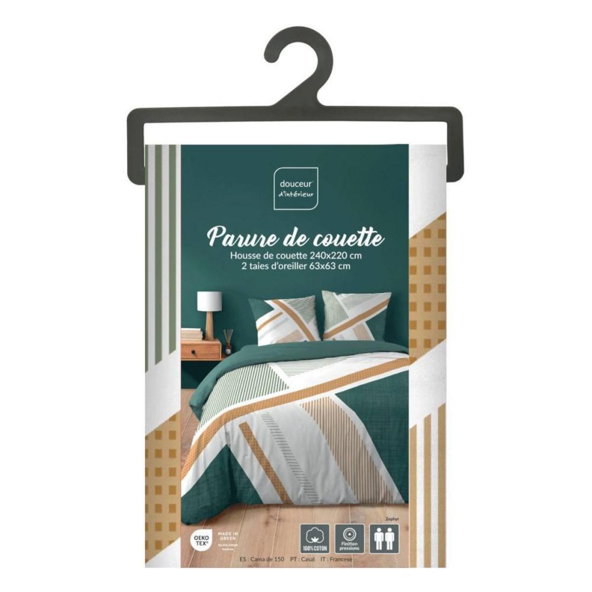 Douceur d'Intérieur Housse de couette 240x220 + 2 taies ZEPHYR 100% coton