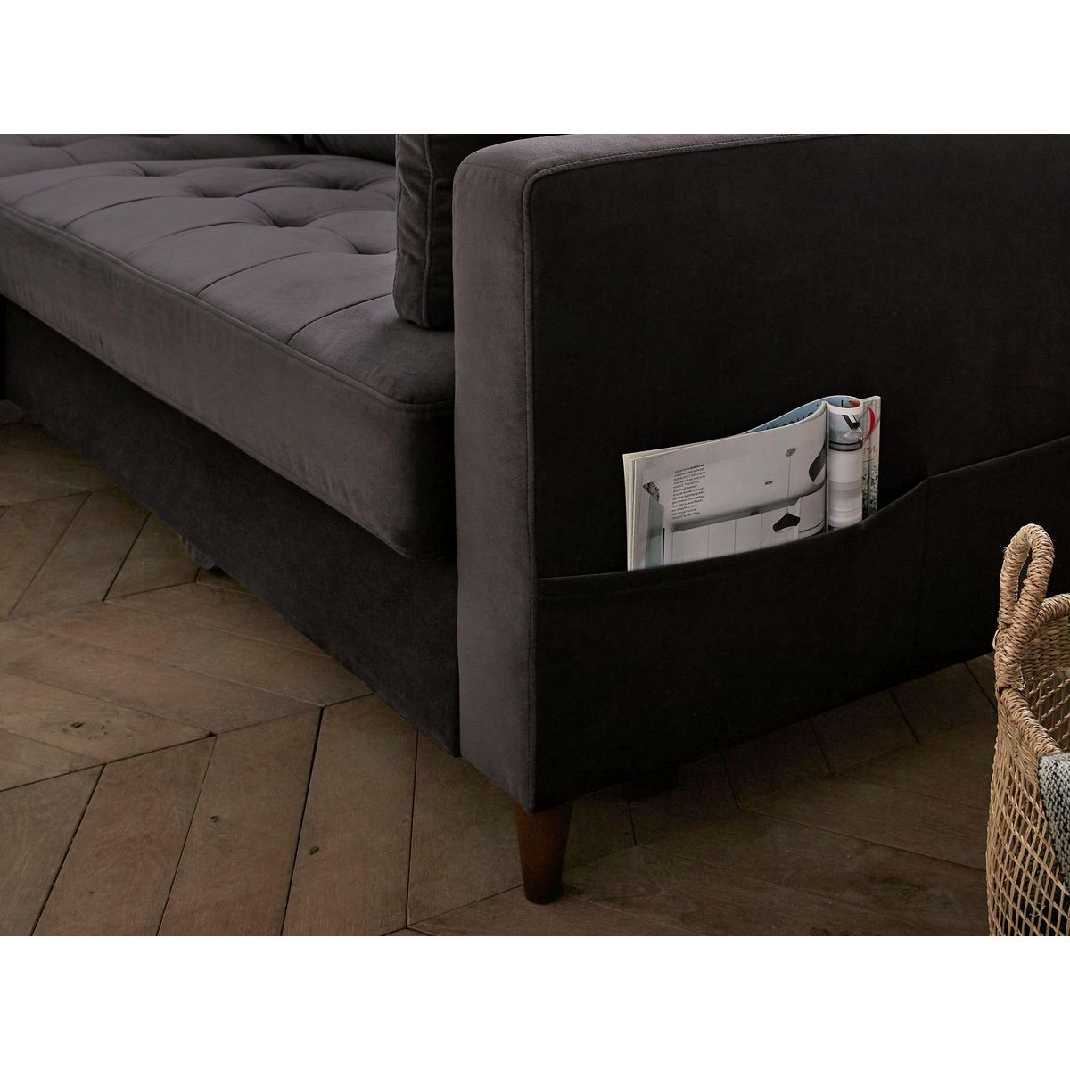 LISA DESIGN Anna - canapé d'angle gauche - 4 places - convertible avec coffre - en velours