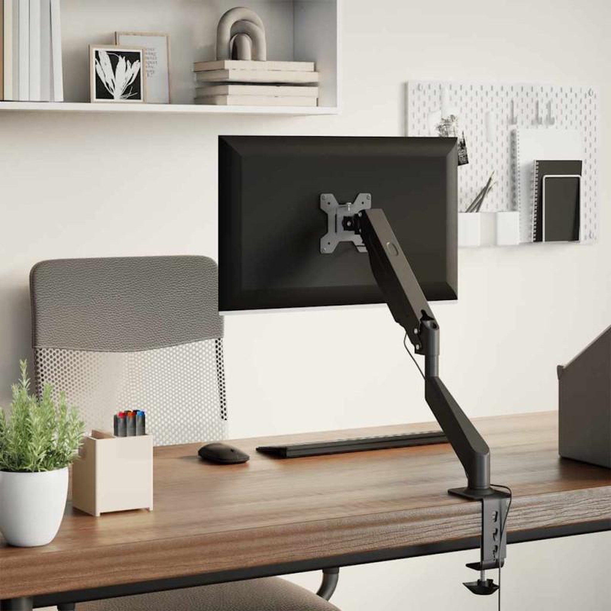 Voir la diapositive 3 : VIDAXL Bras pour moniteur unique 27 pouces max ressort à gaz 10 kg