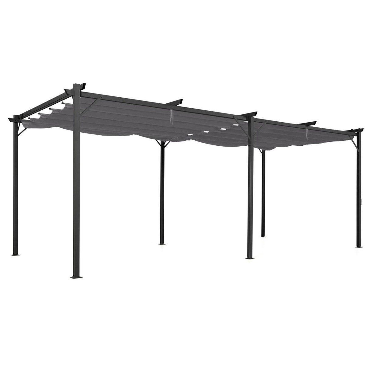 ID MARKET Pergola toit rétractable 6 pieds 3x6 M tonnelle gris anthracite