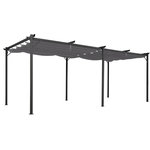 ID MARKET Pergola toit rétractable 6 pieds 3x6 M tonnelle gris anthracite