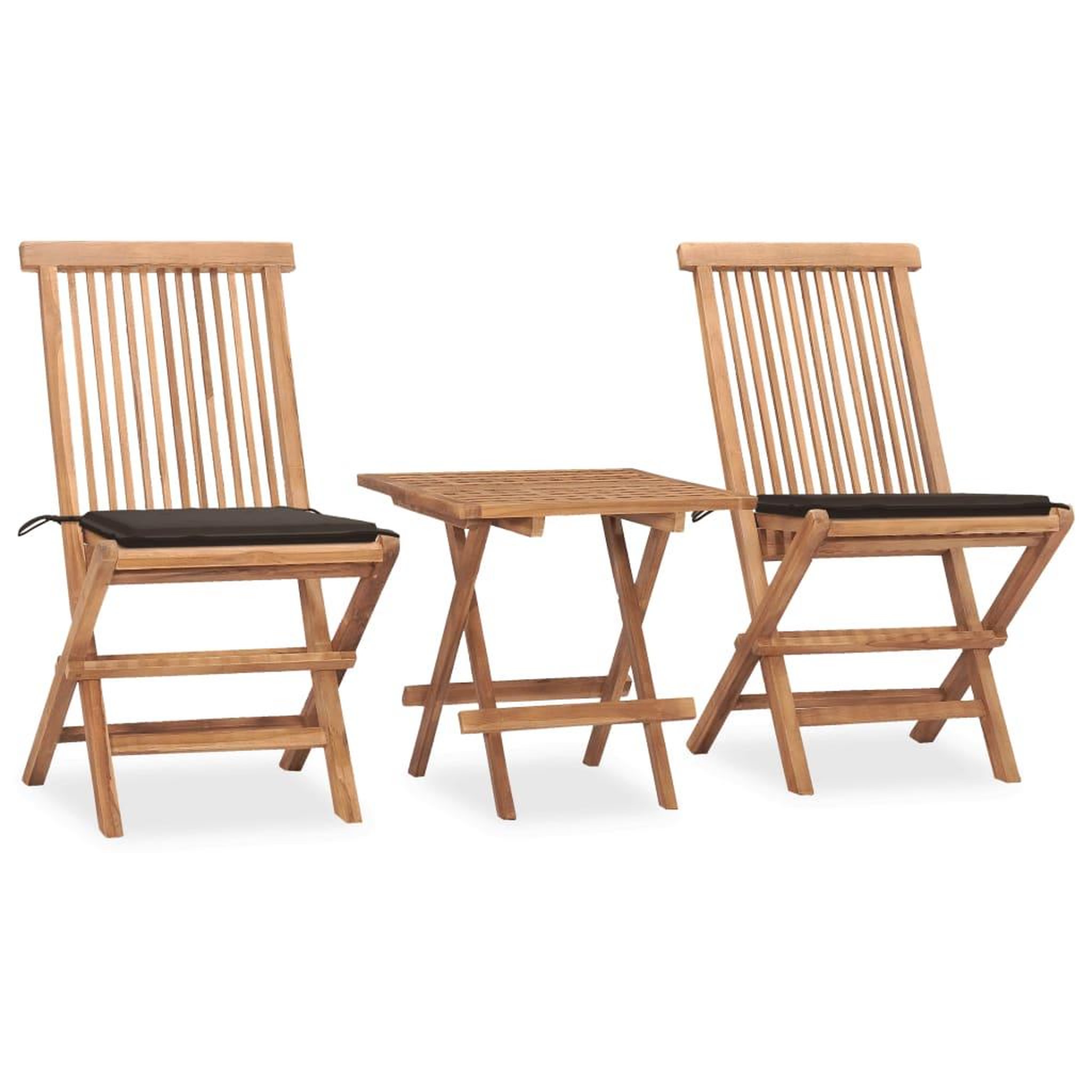 Voir la diapositive 1 : VIDAXL Ensemble a manger d'exterieur pliable avec coussin 3 pcs Teck