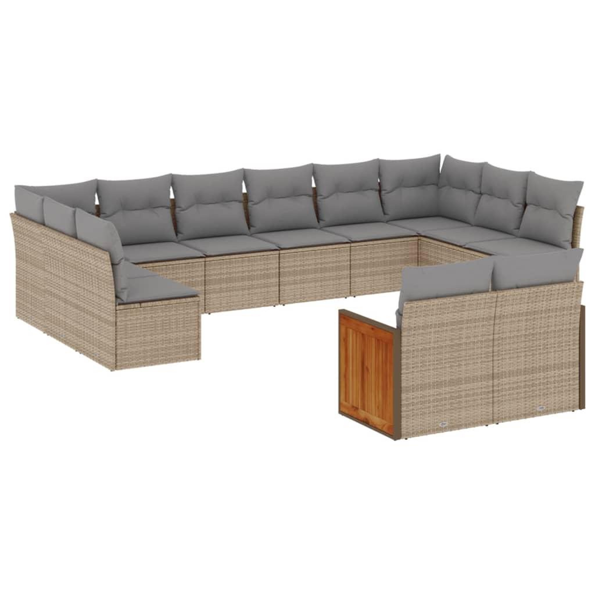Voir la diapositive 2 : VIDAXL Salon de jardin avec coussins 12 pcs beige resine tressee