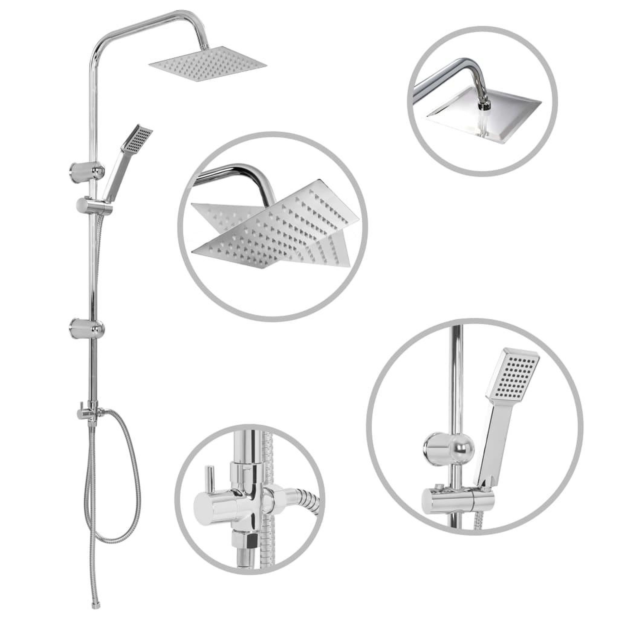 Voir la diapositive 2 : VIDAXL Ensemble de douche a deux tetes avec douchette Acier inoxydable