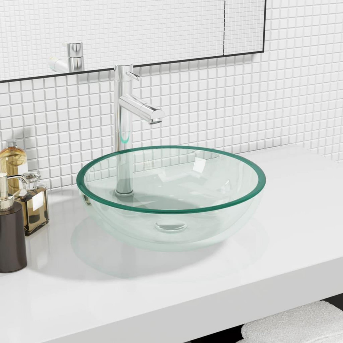 VIDAXL Lavabo Verre trempe 35x12 cm Transparent