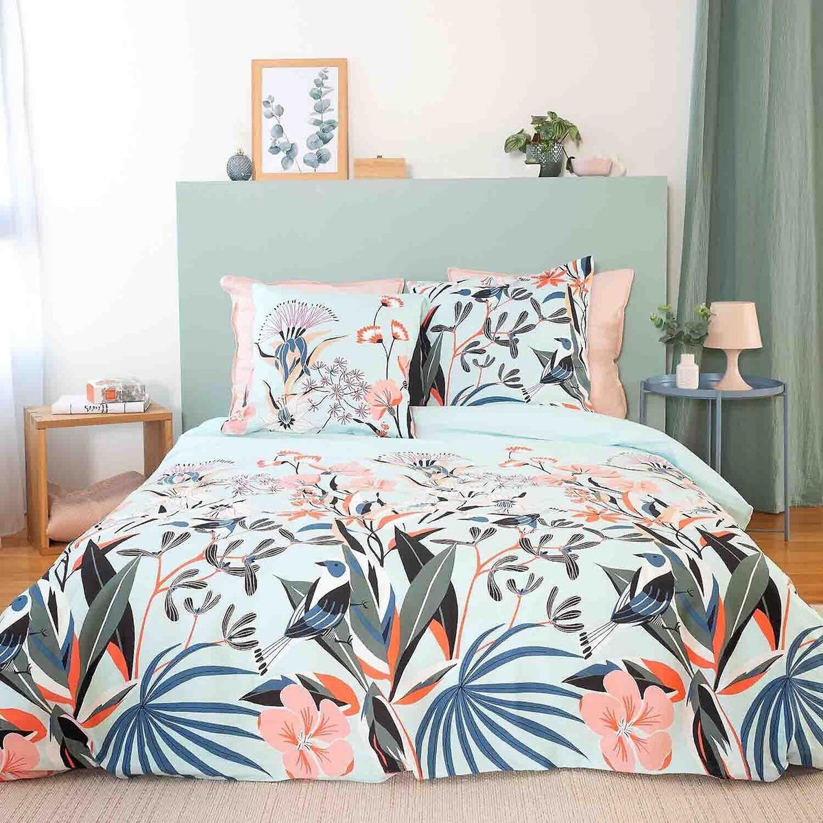 Home collection Parure housse de couette 100% satin de coton bio 78fils paya