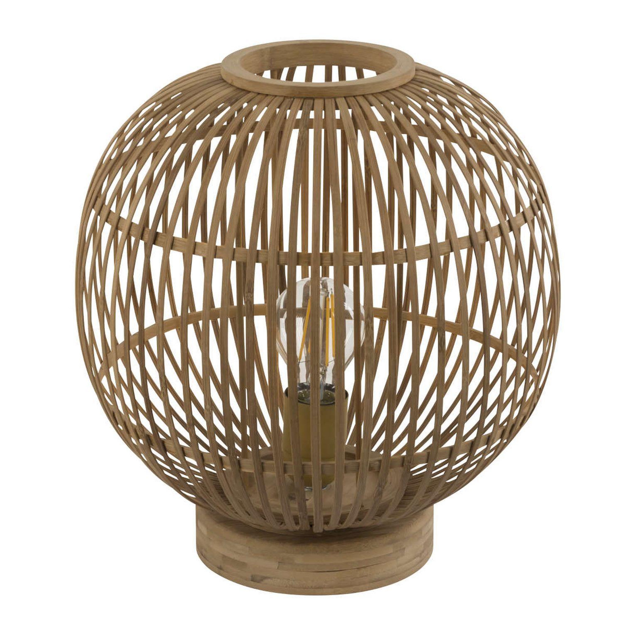 Voir la diapositive 2 : GLOBO Lampe à poser design bambou hildegard - diam. 30 x h. 35 cm - beige naturel