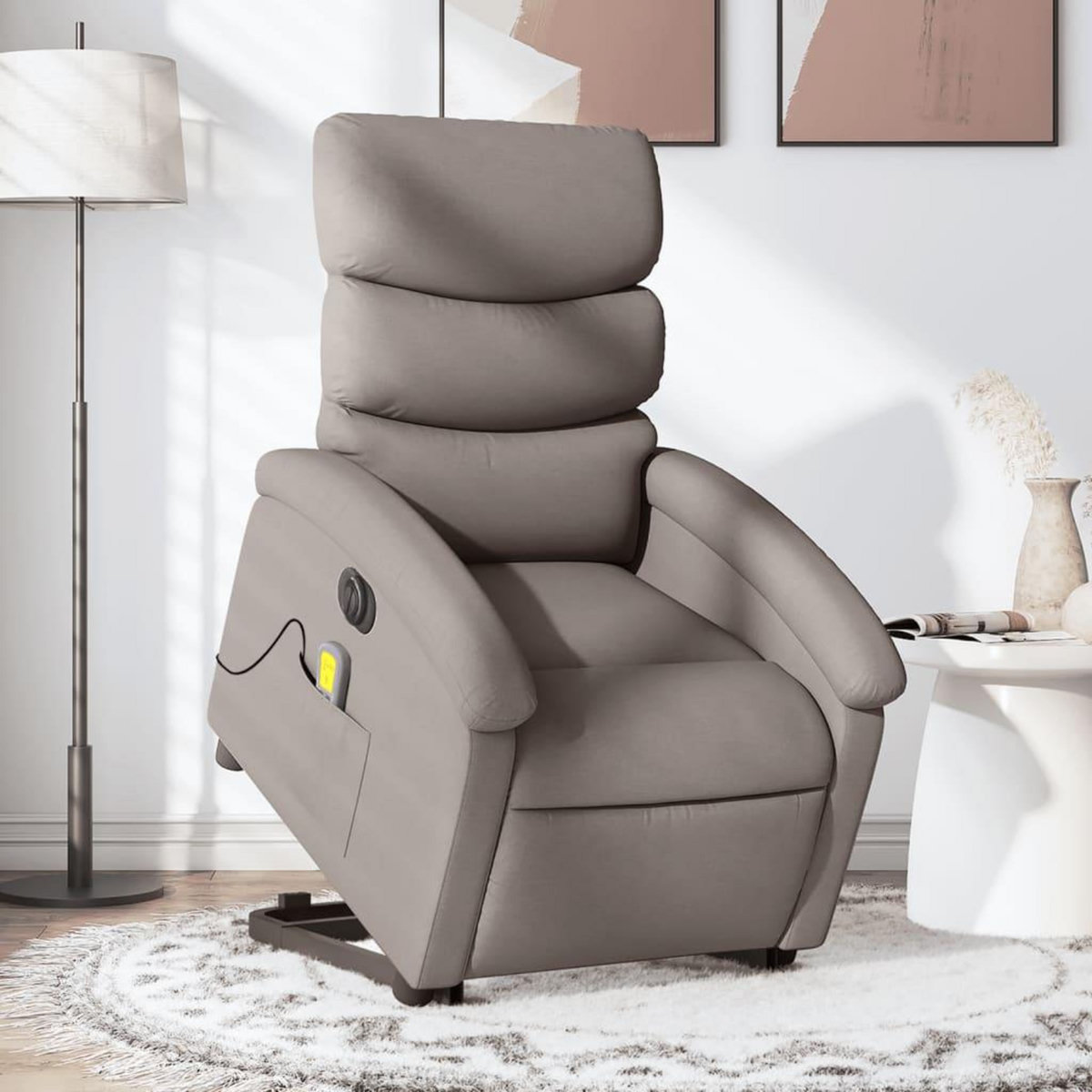 VIDAXL Fauteuil inclinable de massage electrique Taupe Tissu