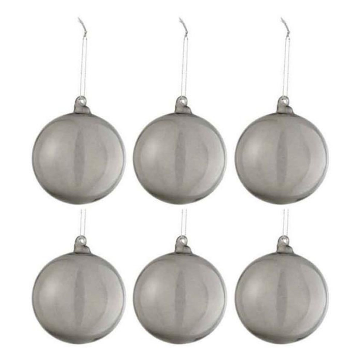 Paris Prix Lot de 6 Boules de Noël  Verre Épais  8cm Gris