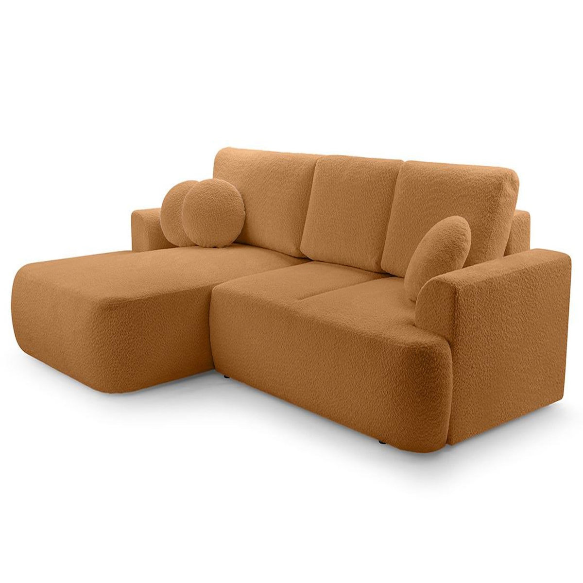 BEST MOBILIER Candela - canapé d'angle gauche 4 places - convertible avec coffre - en tissu bouclette