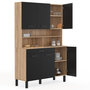 Voir la diapositive 4 : ID MARKET Buffet de cuisine 120 CM CINA 6 portes + tiroir façon hêtre et noir
