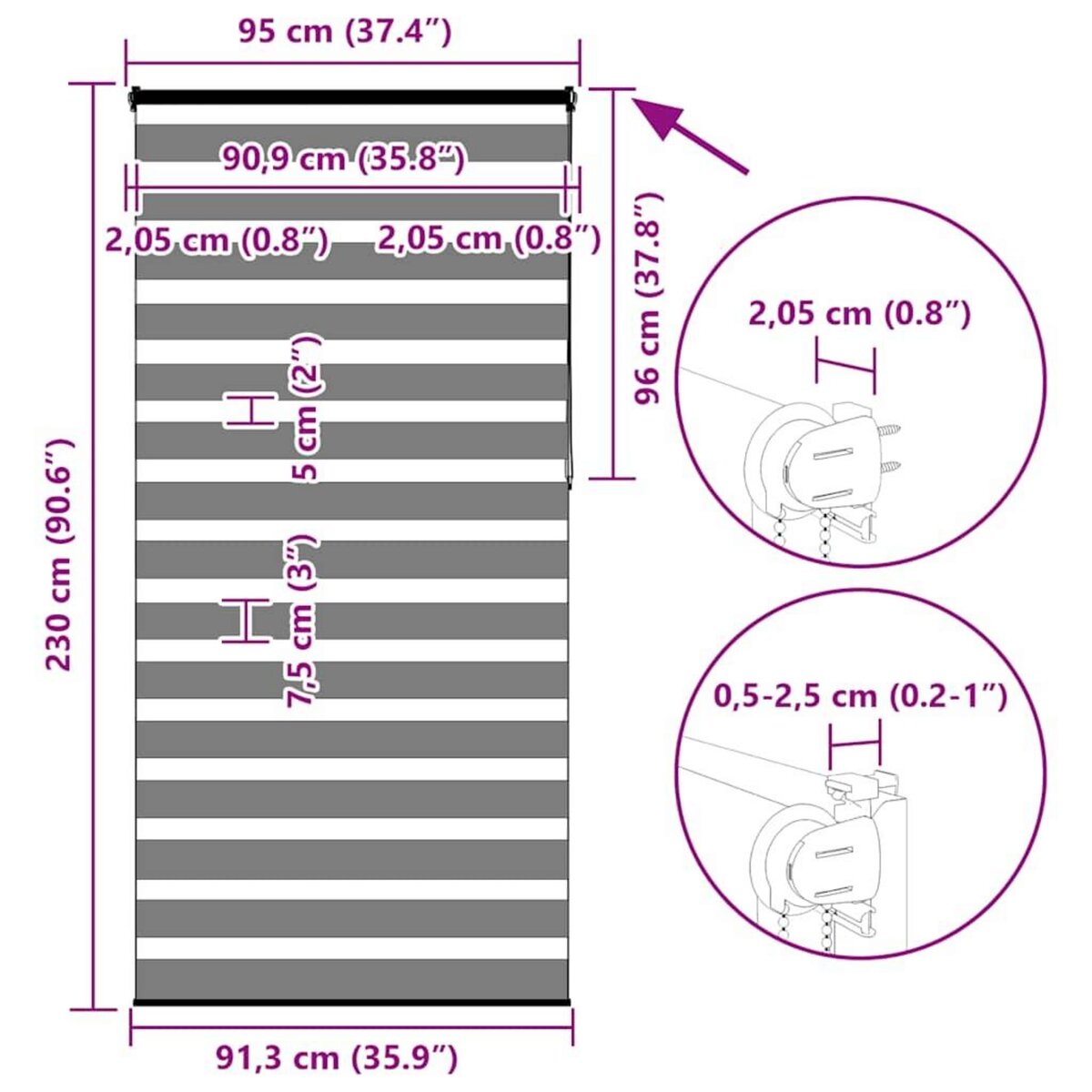 VIDAXL Store zebre beige marbre largeur du tissu 90,9 cm polyester