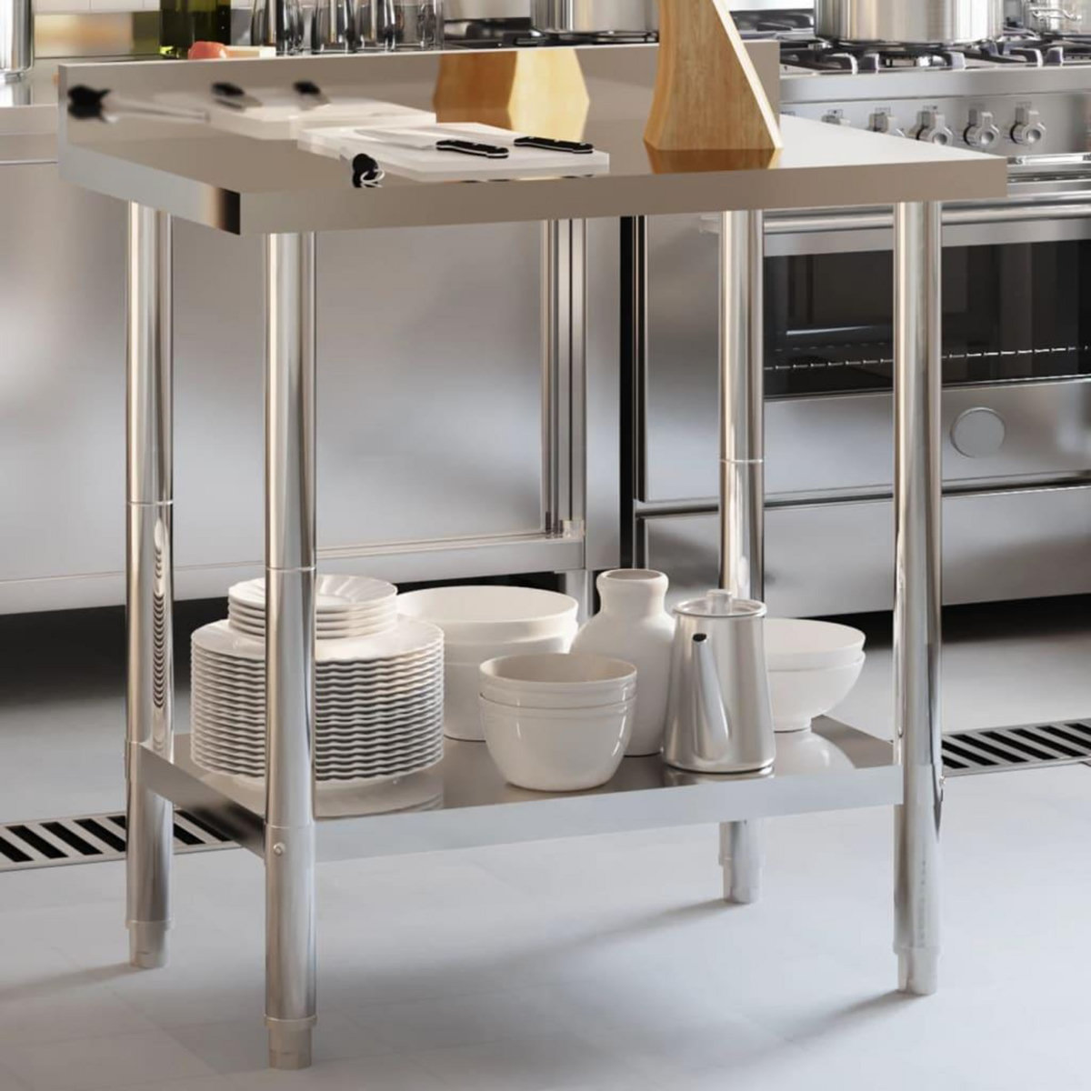 VIDAXL Table de travail de cuisine avec dosseret 82,5x55x93 cm inox