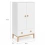 Voir la diapositive 4 : ID MARKET Armoire enfant 2 portes JACOB avec tiroir blanc et bois