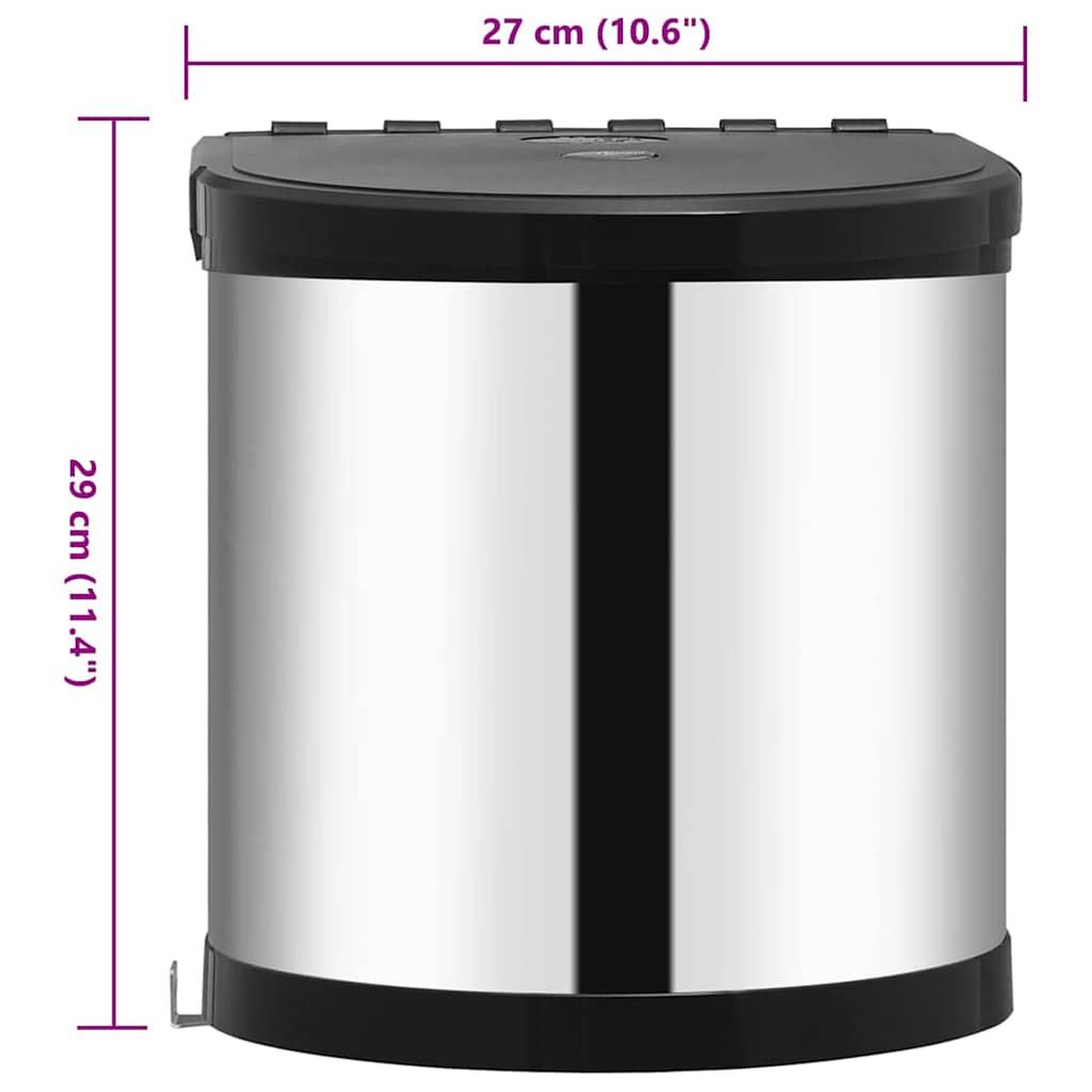 Voir la diapositive 6 : VIDAXL Poubelle integree de cuisine Acier inoxydable 8 L