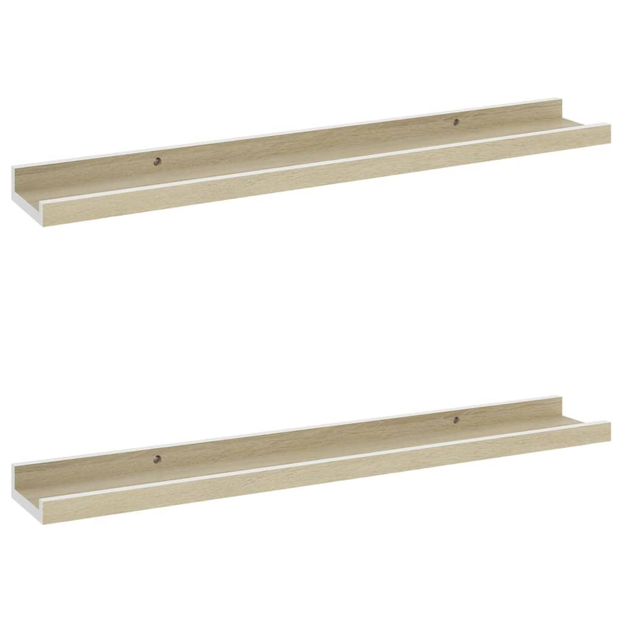 Voir la diapositive 2 : VIDAXL Etageres murales 2 pcs blanc et chene sonoma 60x9x3 cm