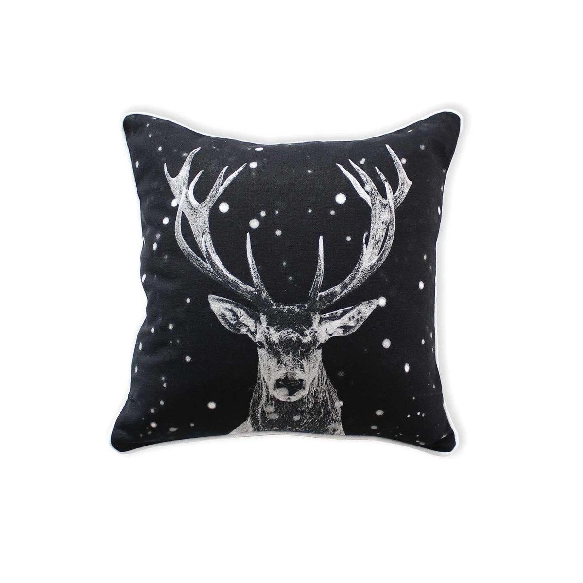 TOILINUX Coussin imprimé cerf Epicéa - 40 x 40 cm - Noir