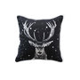 Voir la diapositive 1 : TOILINUX Coussin imprimé cerf Epicéa - 40 x 40 cm - Noir