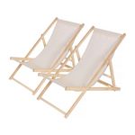 Habitat et Jardin Lot de 2 transats en bois  Chilienne  - 107 x 56.5 x 81 cm - Ecru