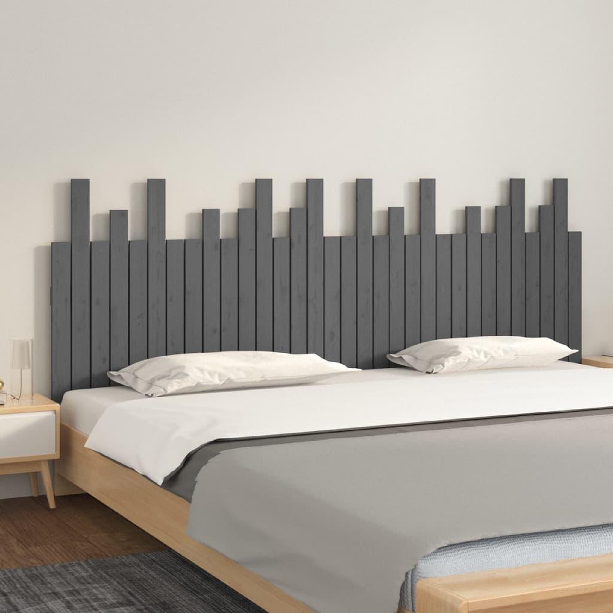 Voir la diapositive 1 : VIDAXL Tete de lit murale Gris 204x3x80 cm Bois massif de pin