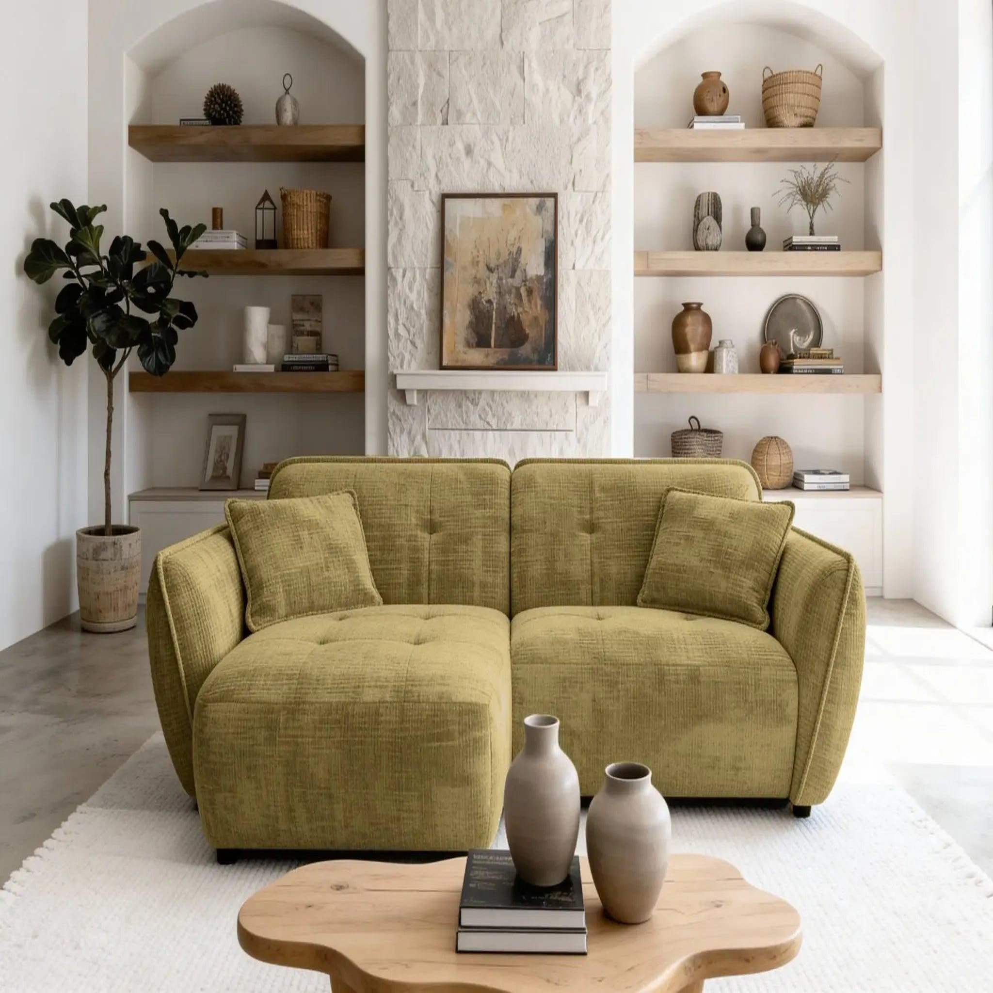 Voir la diapositive 3 : CASANOVA PARIS Mona - canapé d'angle tissu chenille 4 places gauche