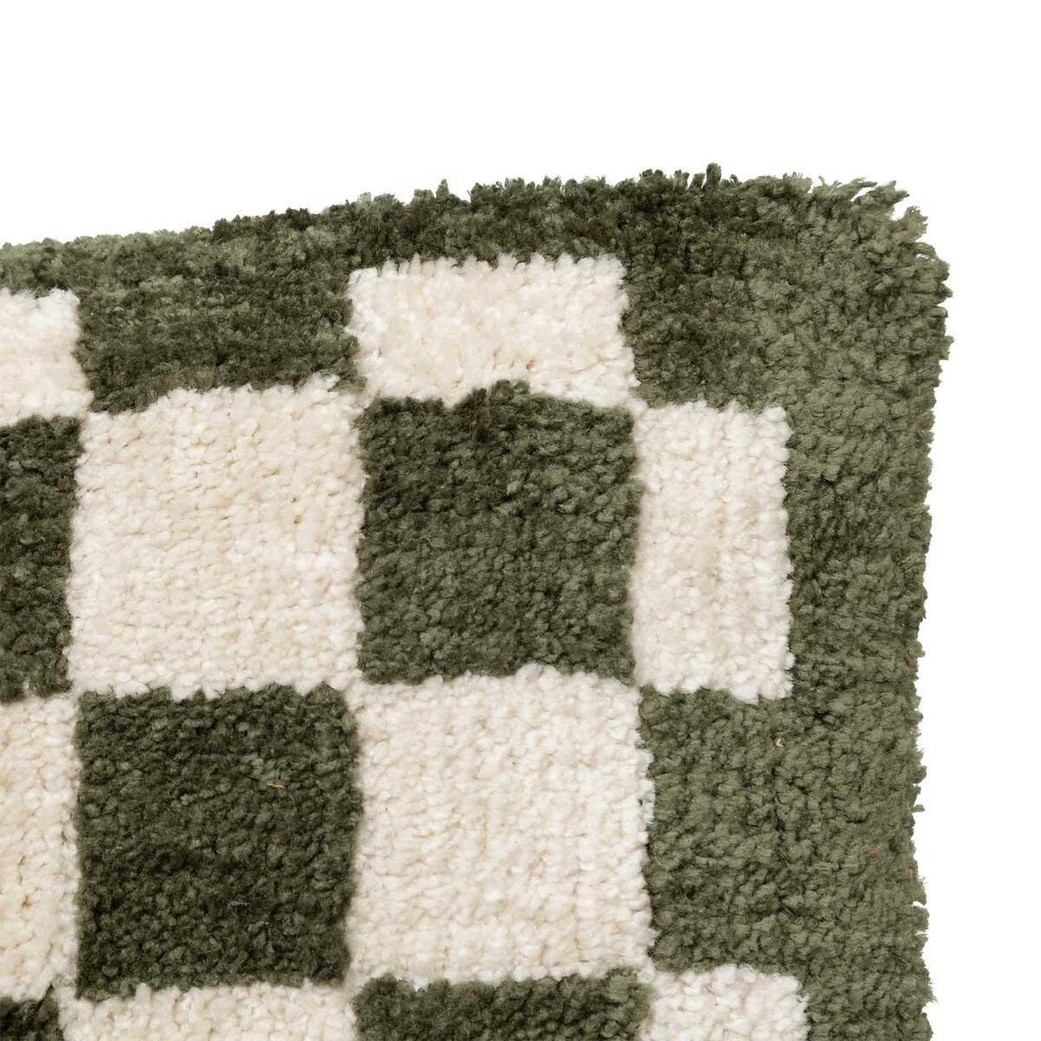 Voir la diapositive 2 : ATMOSPHERA Coussin tufté damier  itha  38x58cm kaki