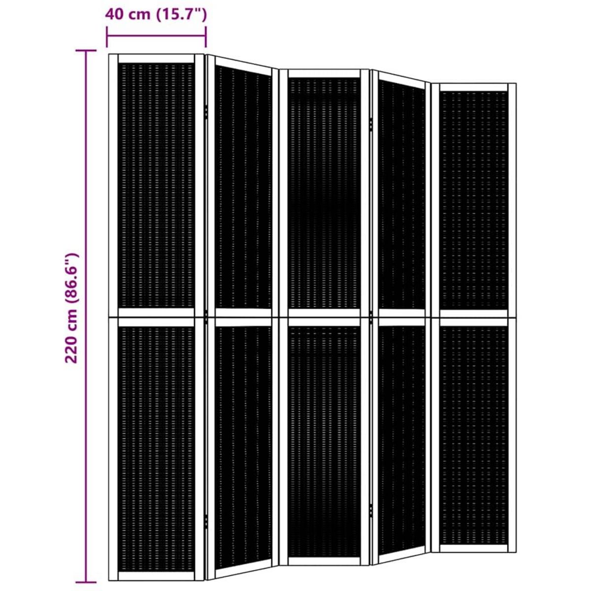 VIDAXL Cloison de separation 5 panneaux marron bois paulownia massif