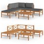 Voir la diapositive 2 : VIDAXL Salon de jardin 6 pcs avec coussins gris Bois de teck solide