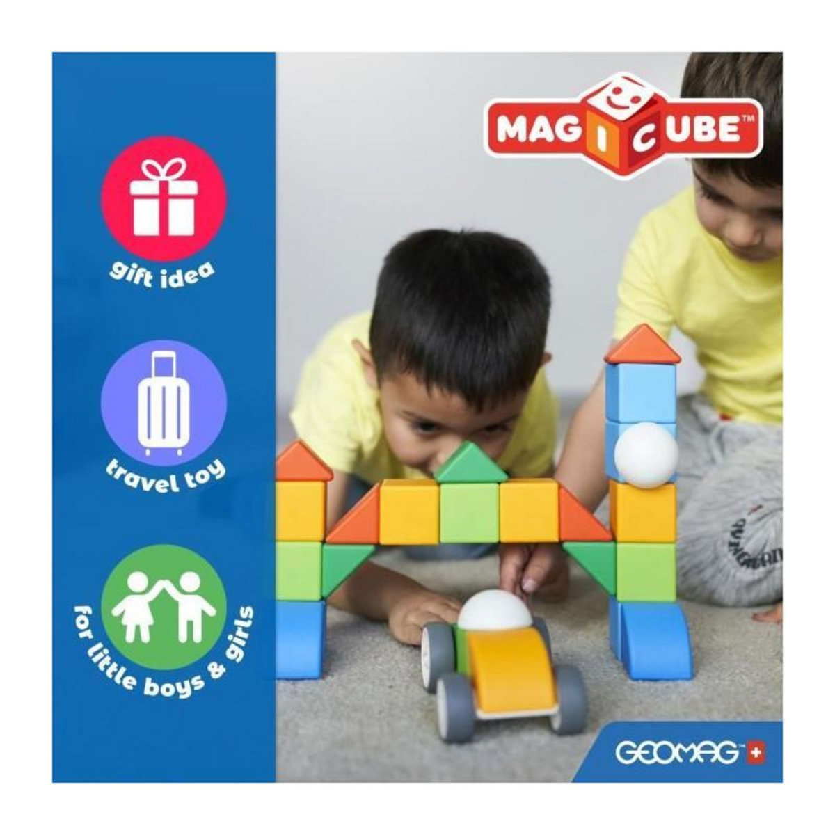 Geomag Blocs magnétiques - GEOMAG - Magicube 060 - 6 pieces - Empilables - Plastique recyclé