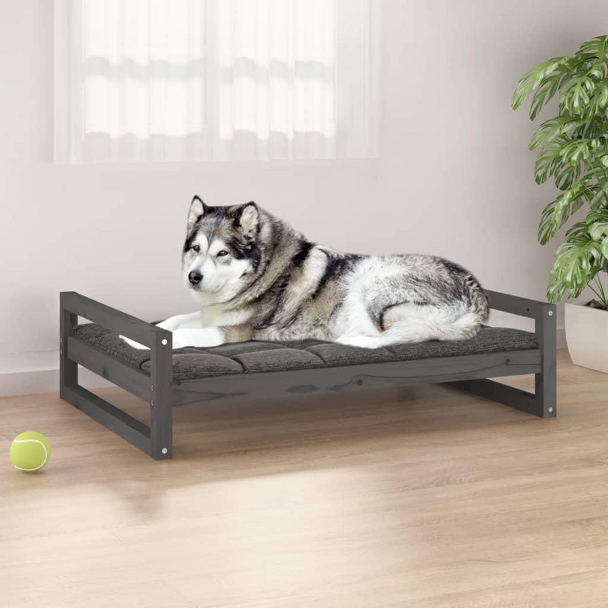 VIDAXL Lit pour chien Gris 105,5x75,5x28 cm Bois de pin solide