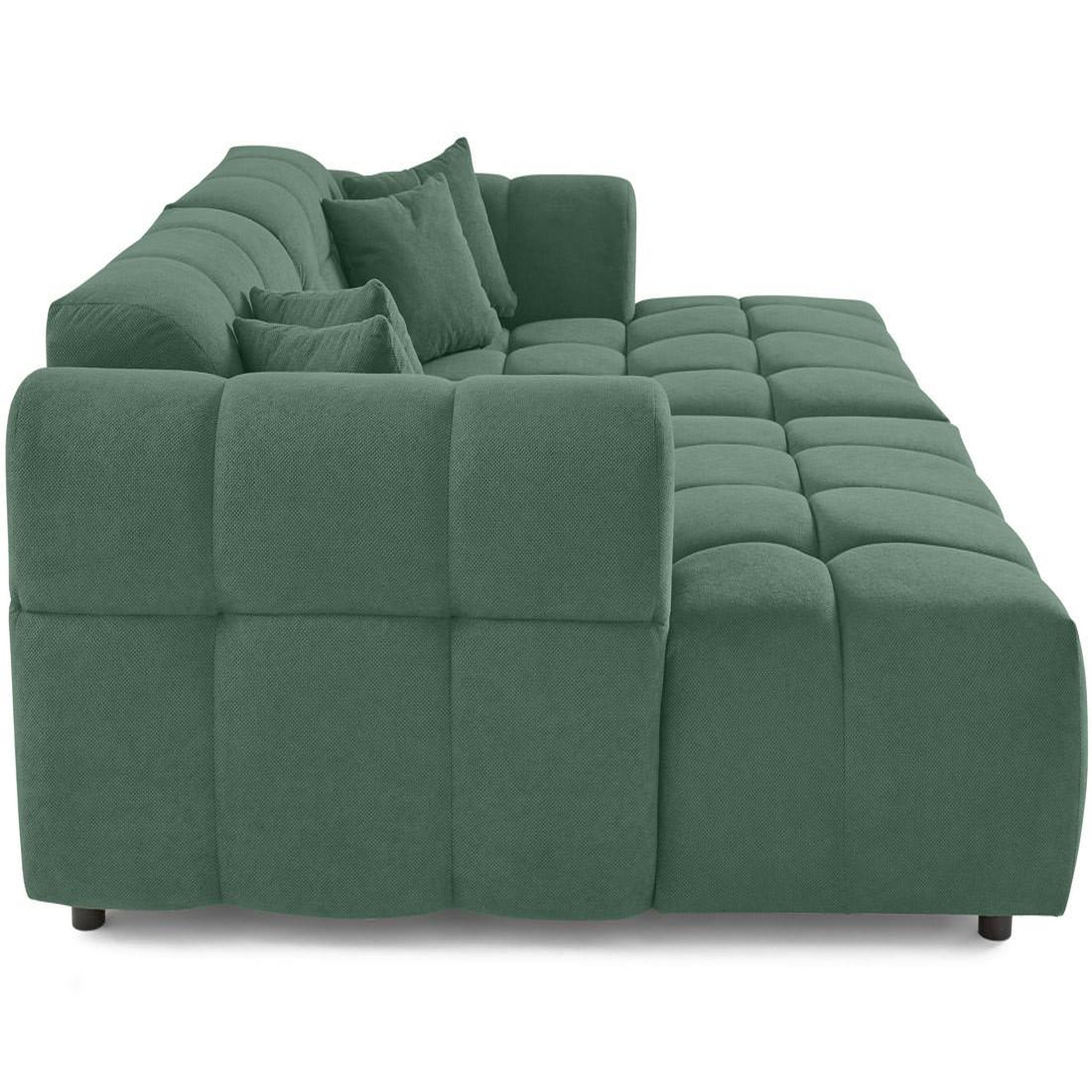 Voir la diapositive 4 : BEST MOBILIER Ray - canapé droit 4 places avec double méridienne - assise profonde - en tissu texturé