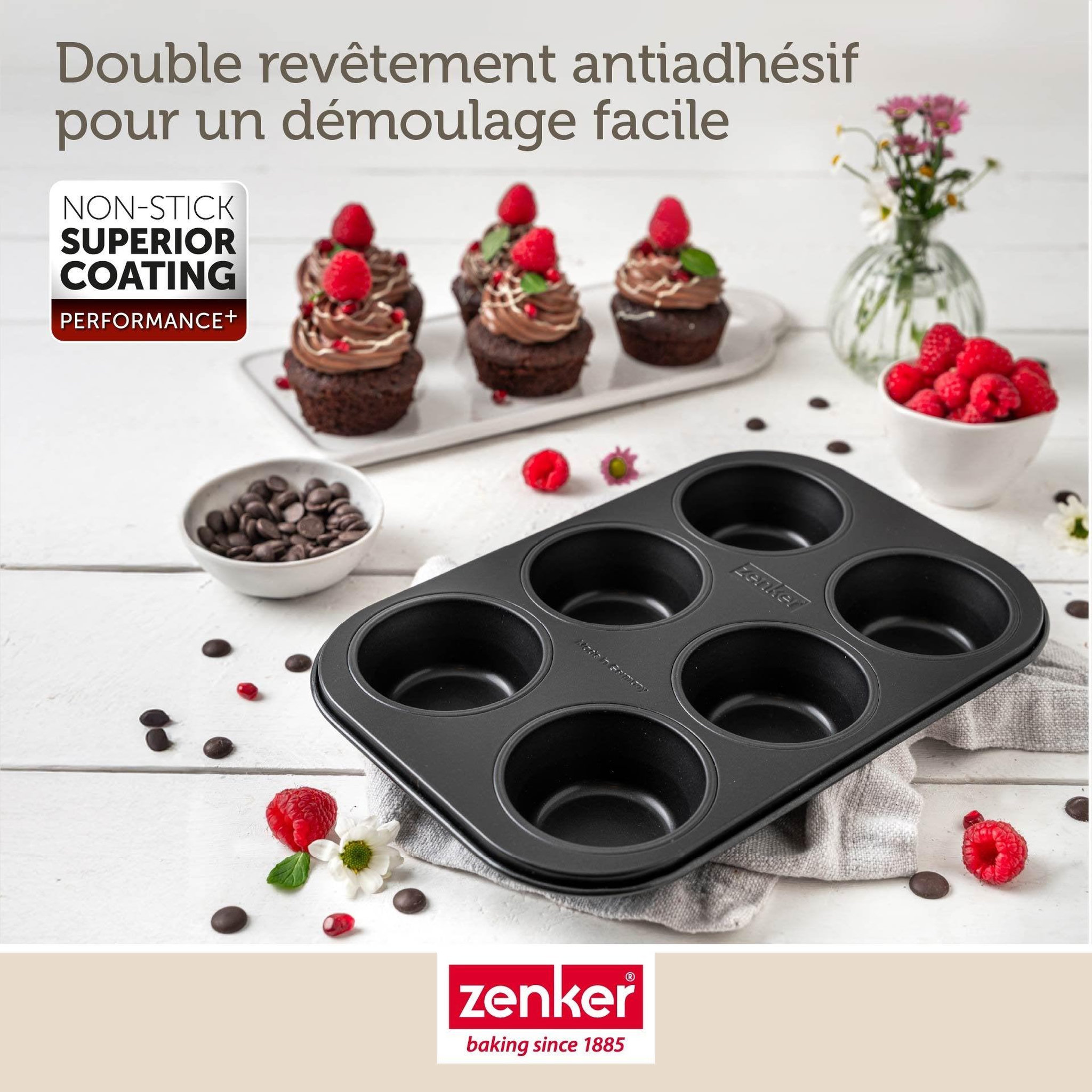 Voir la diapositive 6 : ZENKER Moule à muffins 6 empreintes 28 x 19 cm zenker perfect black +