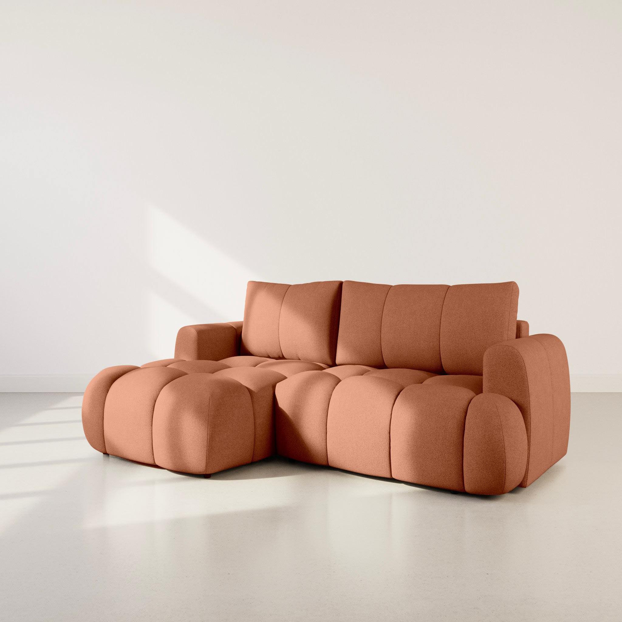 Voir la diapositive 3 : BEST MOBILIER Yulin - canapé d'angle gauche 4 places convertible avec coffre en tissu bouclette