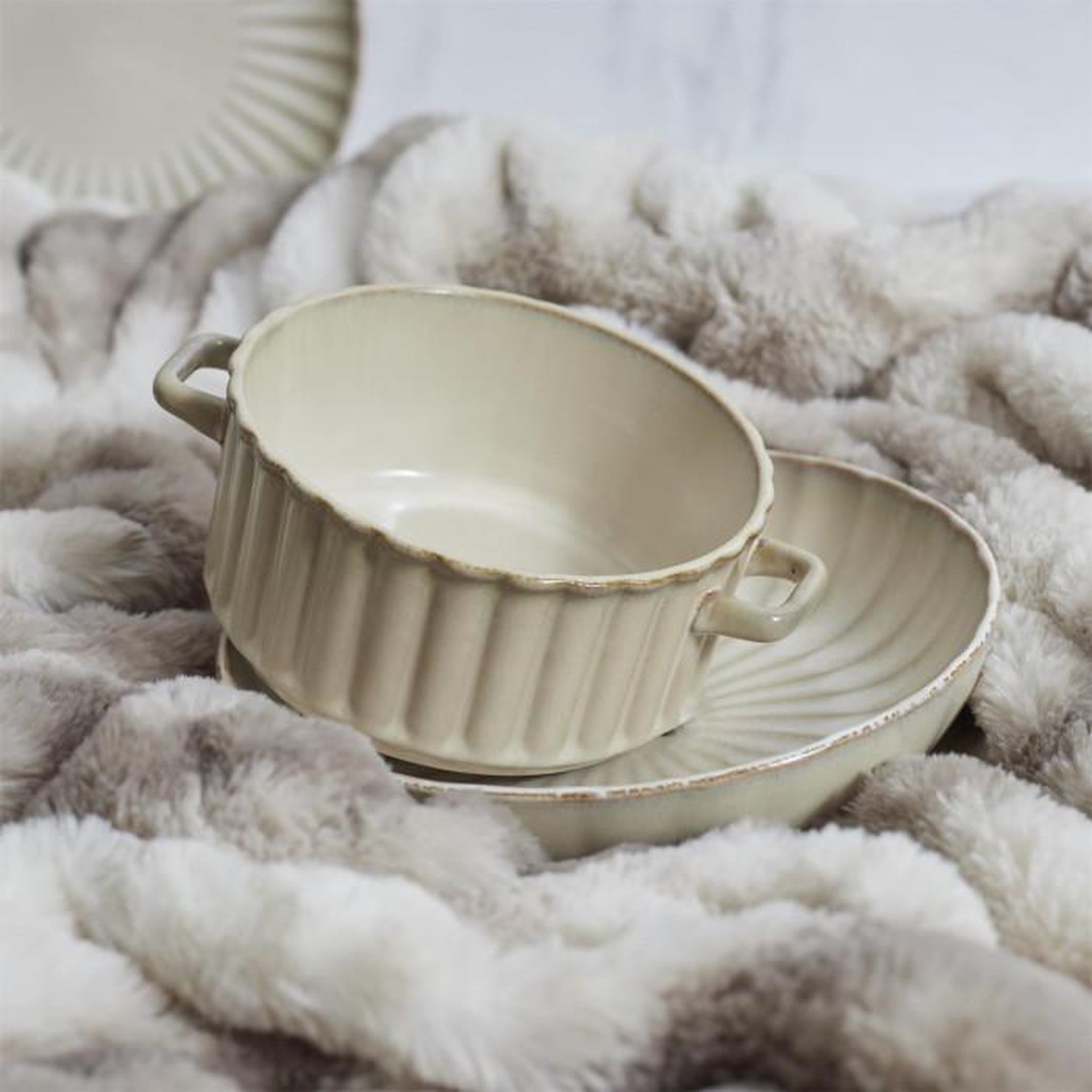 Voir la diapositive 5 : The Home Deco Factory Lot de 6 bols à soupe  vlora  8cm beige