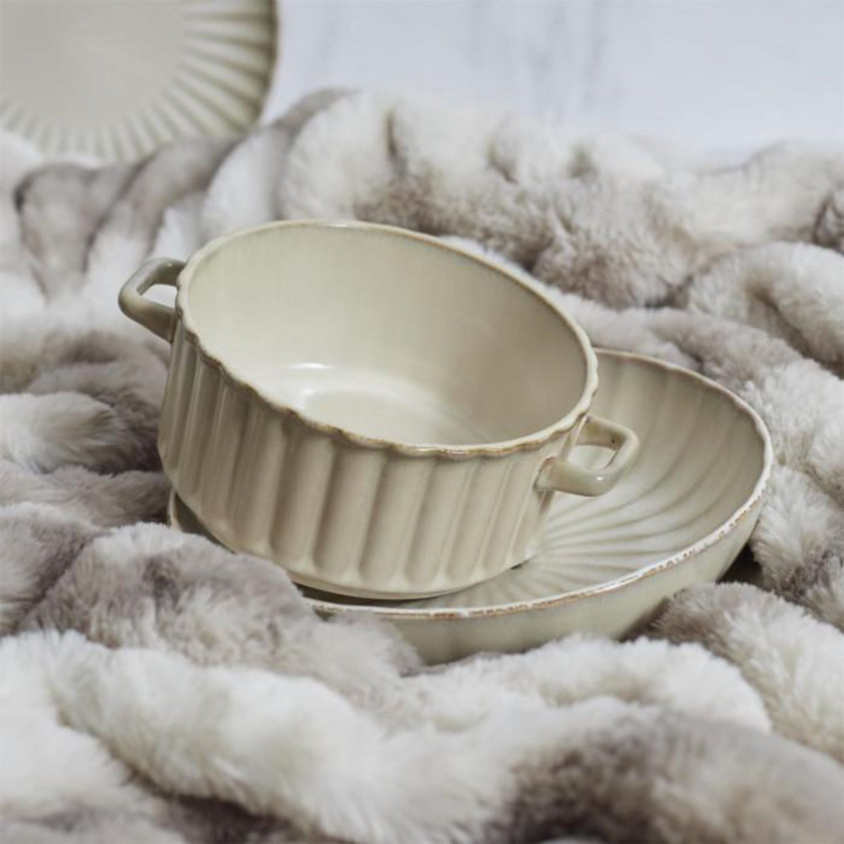 Paris Prix Lot de 6 Bols à Soupe  Vlora  8cm Beige