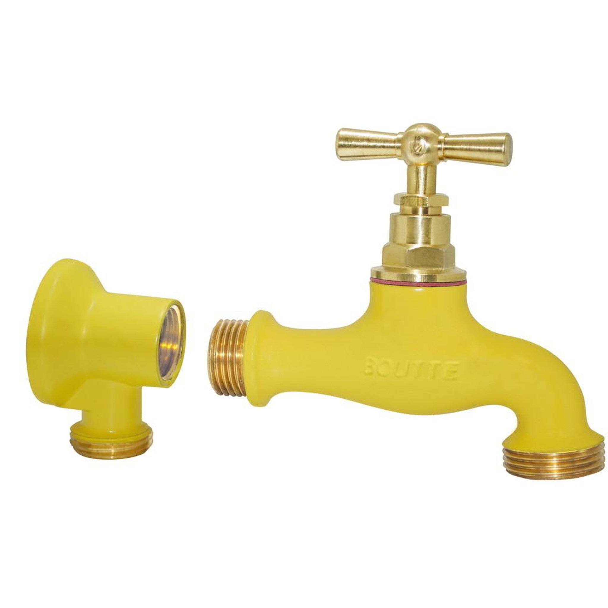 CENTRALE BRICO Kit robinet jaune en laiton peinture époxy, 15x21, 20x27, avec applique