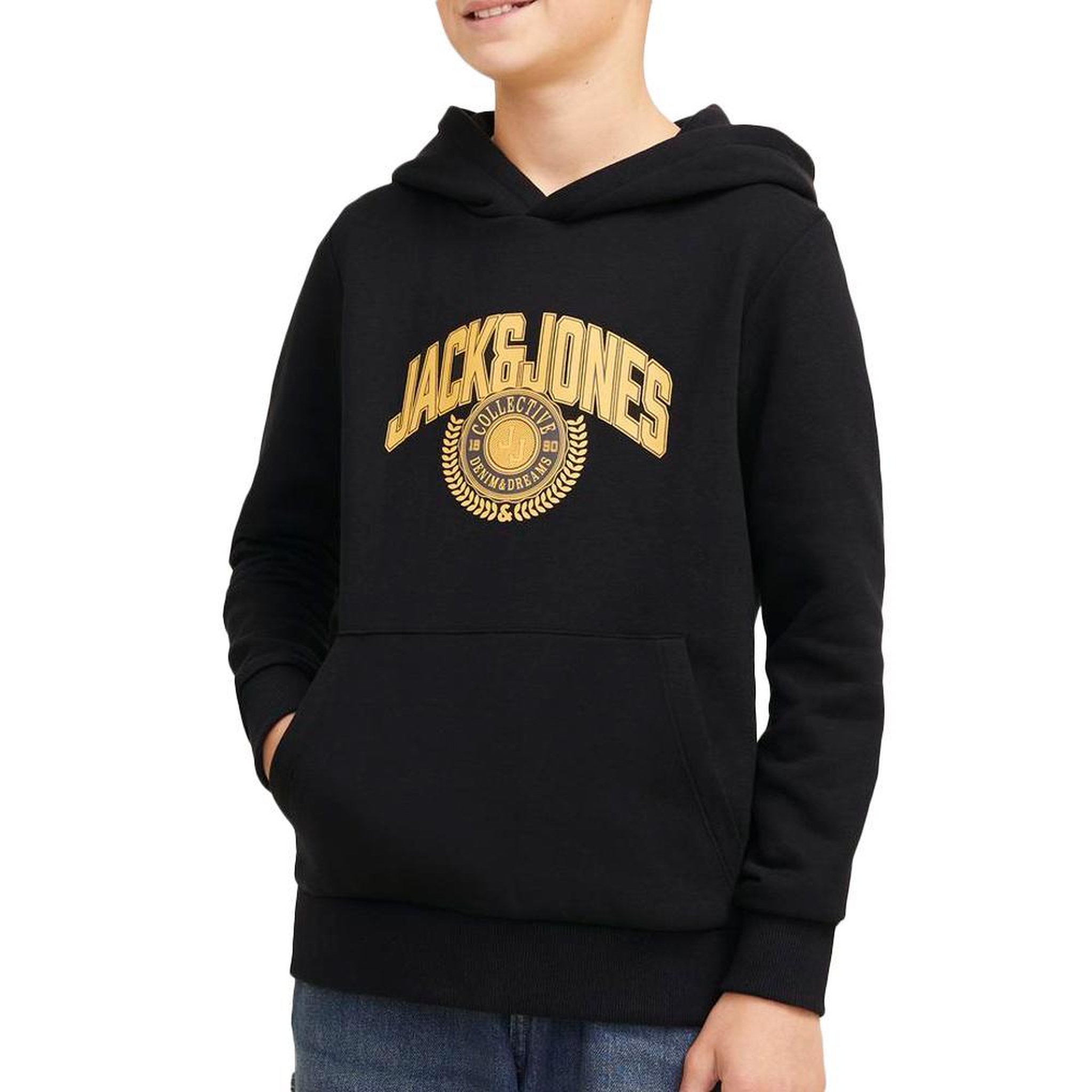 Jack & Jones Sweat à Capuche Noir Garçon Jack & Jones Varsity Branding. Coloris disponibles : Noir