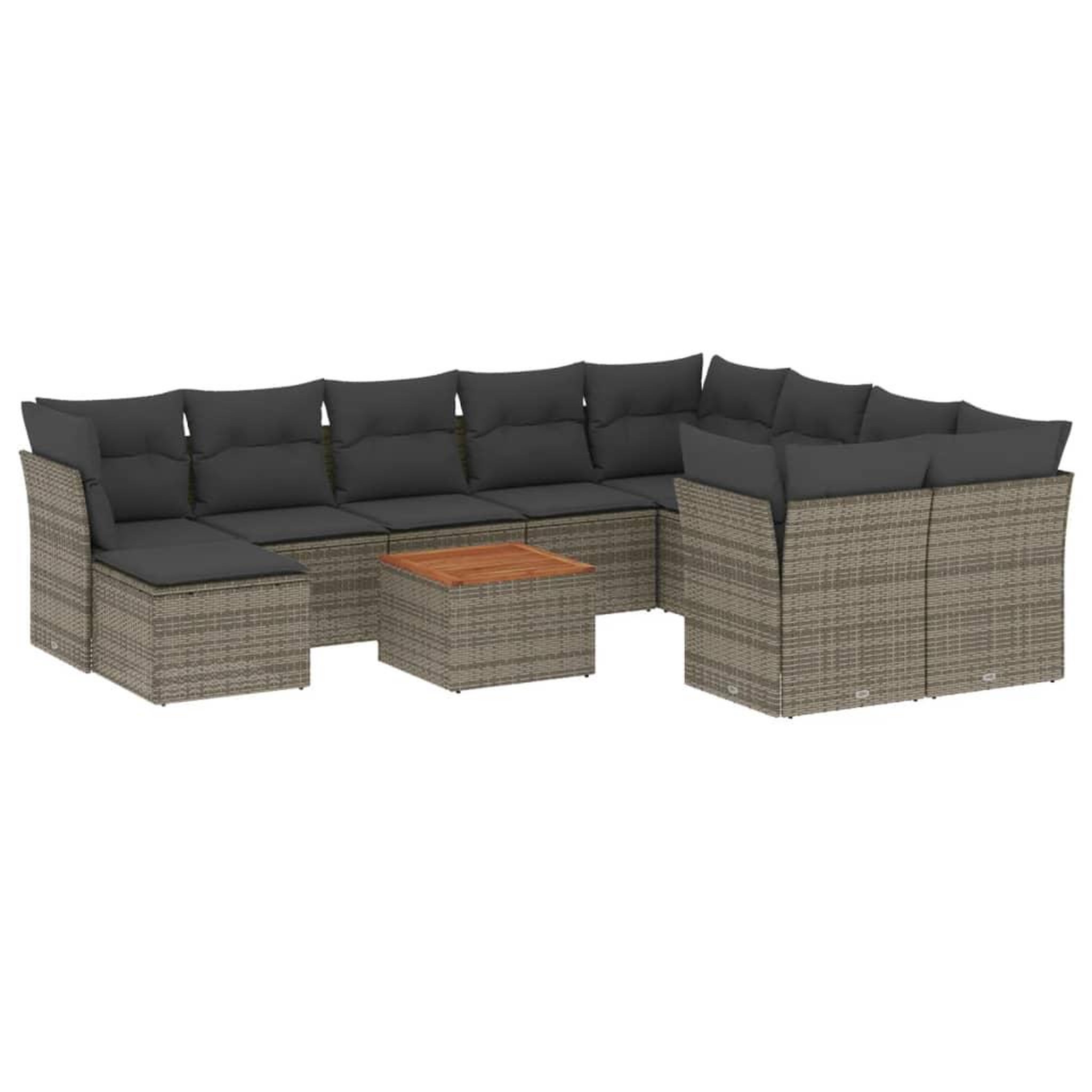 Voir la diapositive 2 : VIDAXL Salon de jardin 11 pcs avec coussins gris resine tressee