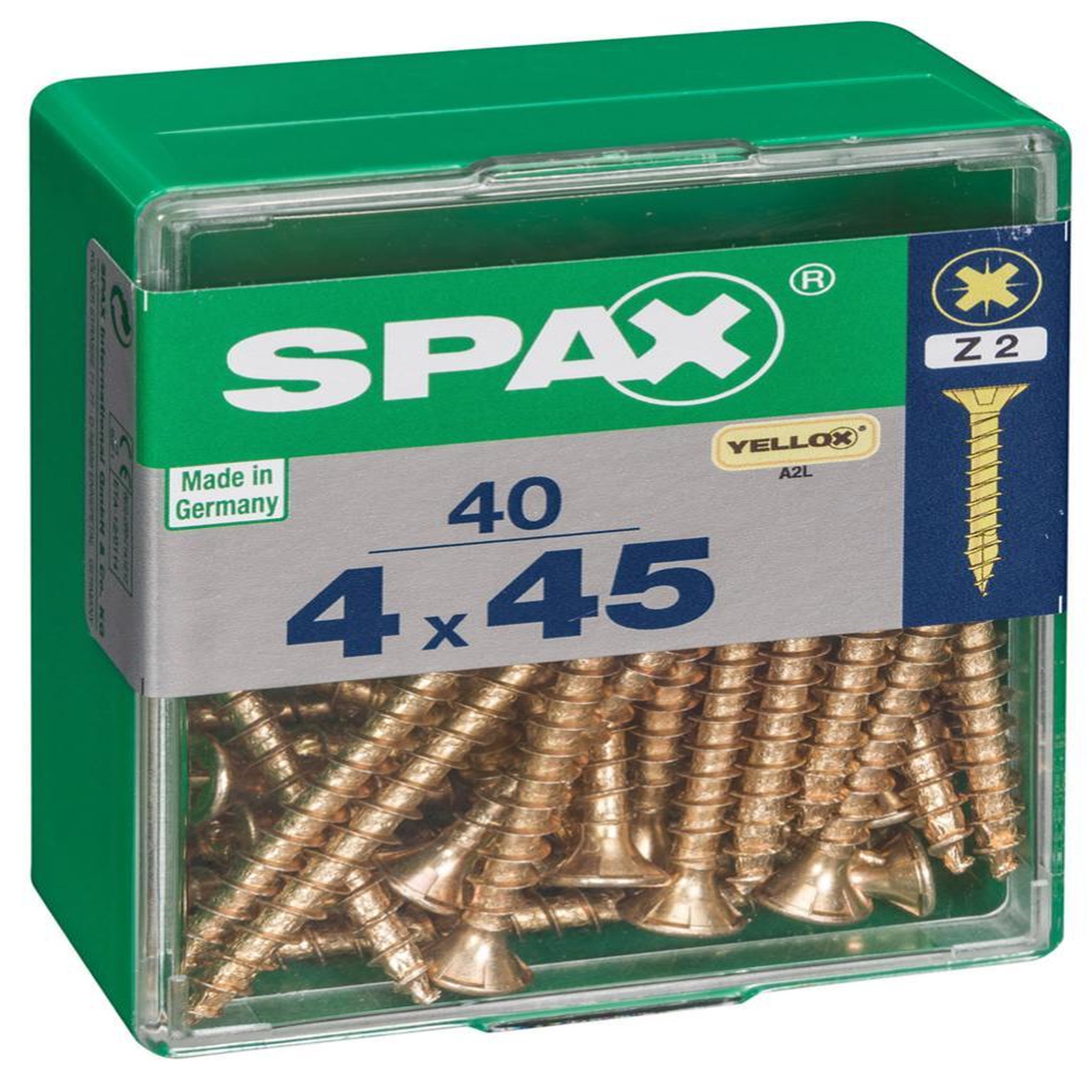 CENTRALE BRICO Lot de 40 vis acier tête fraisée pozidriv SPAX, Diam.4 mm x L.45 mm