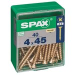 CENTRALE BRICO Lot de 40 vis acier tête fraisée pozidriv SPAX, Diam.4 mm x L.45 mm