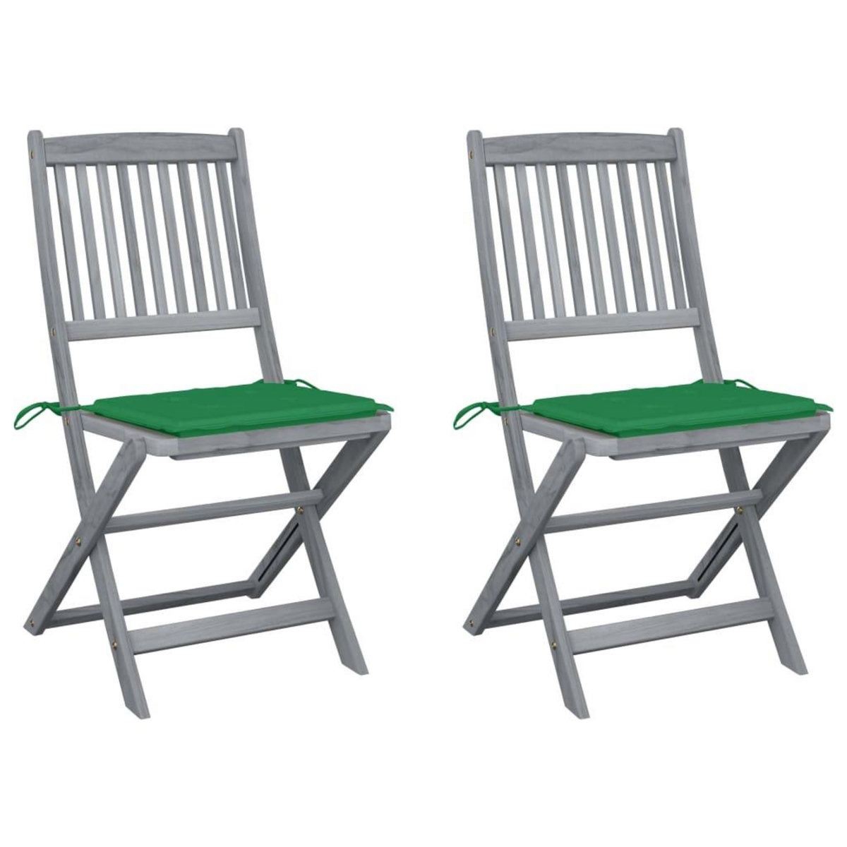 VIDAXL Chaises pliables d'exterieur lot de 2 et coussins Bois d'acacia