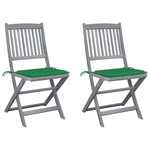 VIDAXL Chaises pliables d'exterieur lot de 2 et coussins Bois d'acacia